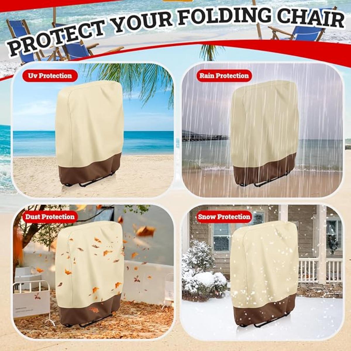2 Pack Zero Gravity Folding Chair Cover 420D Outdoor Folding Recliner Chair Covers Waterproof Patio Lawn Furniture Protector 32" x 37" Beige