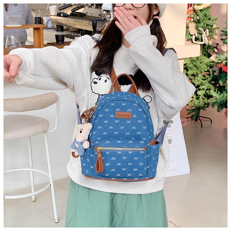 Korean-style fashionable trendy women's backpack, stylish and cute with a bow, student schoolbag, 2026 new model, cross-border women's bag