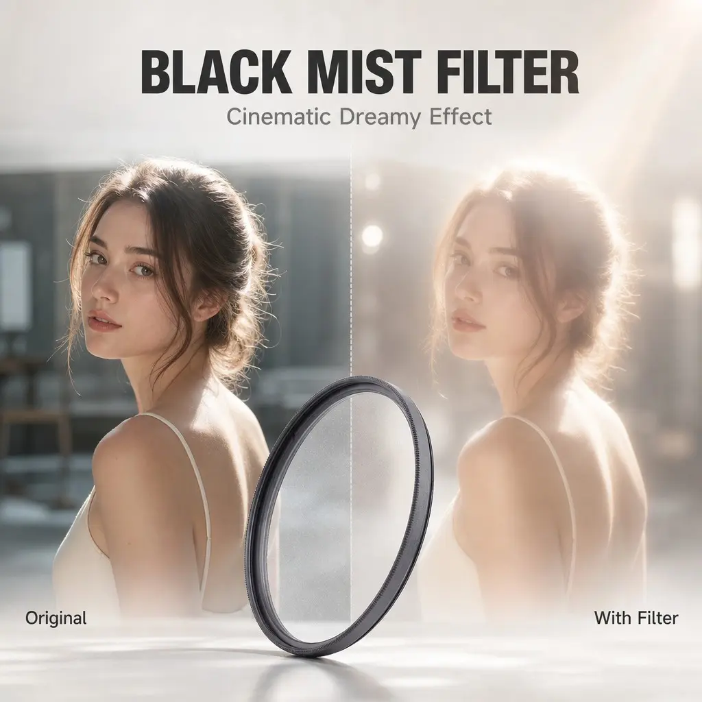 Black Soft Focus Camera Lens Filter, Dreamy Hazy Misty Portrait Filter, Soften Highlights & Smooth Skin, Create Romantic Blurry Aesthetic for Creative Portrait Photography, Multi Sizes:40.5/46/49/52/55/58/62/67/72/77/82mm
