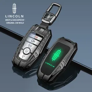Lincoln Navigator Aviator Mkc Mkz Nautilus Mkx Continental 3/4/5 Key Metal Protective Case, Night Glow Logo, Armor Style Key Cover
