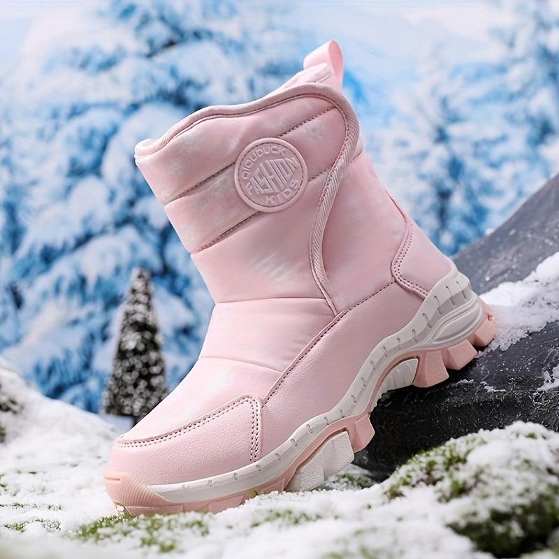 Children's sports snow boots, new autumn and winter fashion snowflake warm -lined long boots for girls, high-quality thick padded closure for teenagers, Christmas gift sports shoes for children