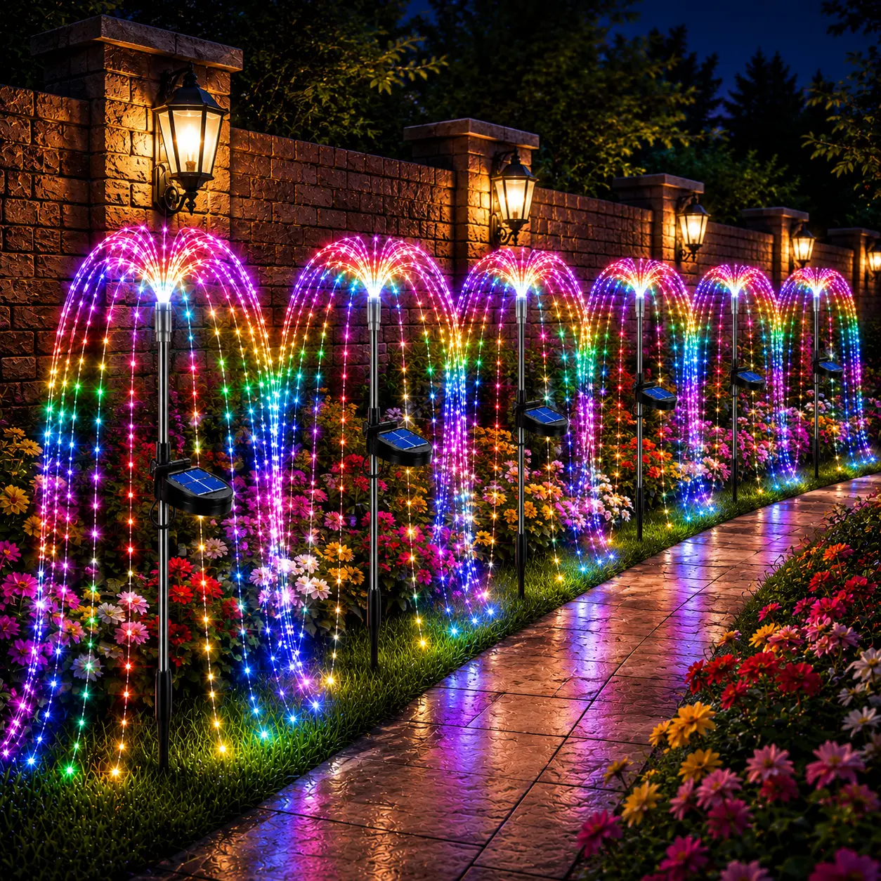 1/2/4-pack solar willow-style LED firefly lights, outdoor model, ground-in solar garden lights, upgraded version with 116 bright LEDs, suitable for outdoor landscape path decoration, holiday decorative lights for Christmas, Halloween, woodlands, gardens,