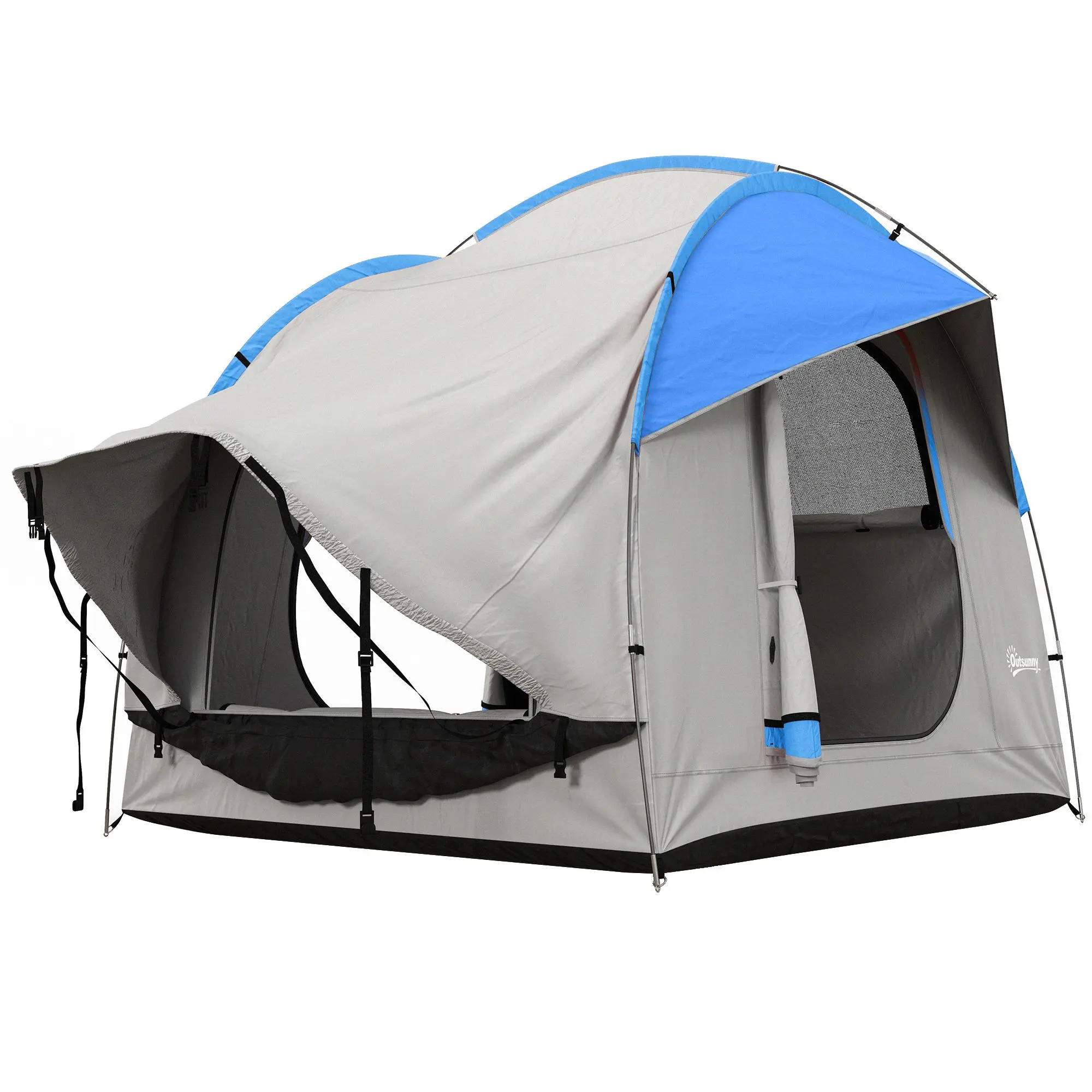 2000mm Waterproof SUV Tent, Car Tent with 3 Doors and Mesh Window, for 5-6 Person Camping Travel, Gray and Blue/Gray and Green