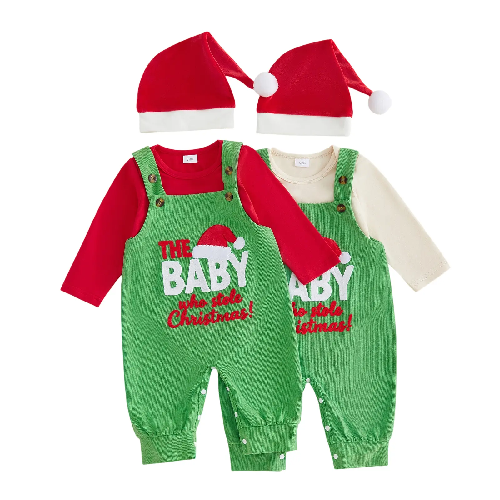 Infant Baby Boy Christmas Outfit Long Sleeve Romper Jumpsuit and Hat 3 Pcs Set Fall Winter 0-18 Months