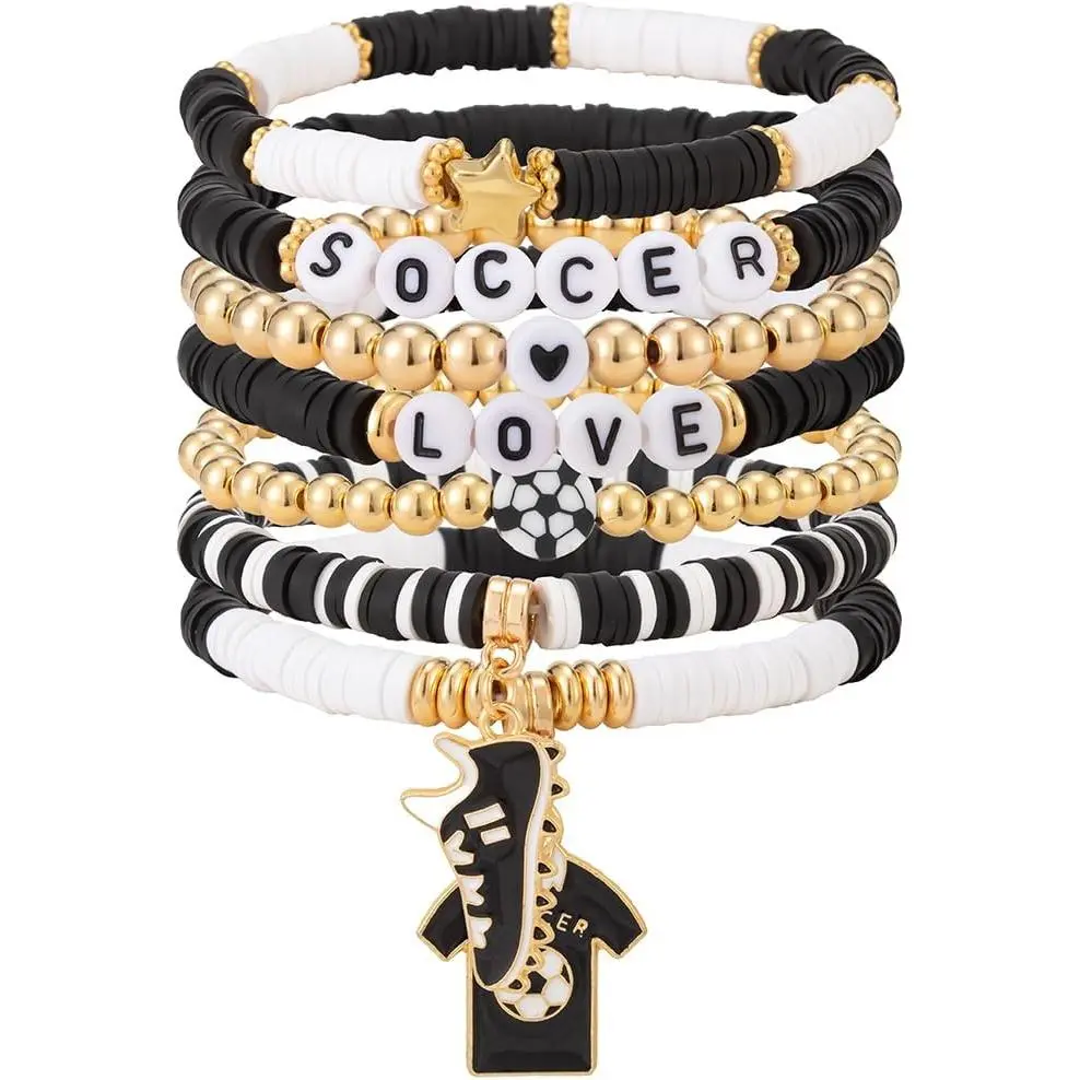 Soccer Bracelet for Men Women,  Accessories   for Lovers  Friendship Stretch Bracelets Soft Pottery Bracelet  for Women, Outfit Merchandise soccer Fans