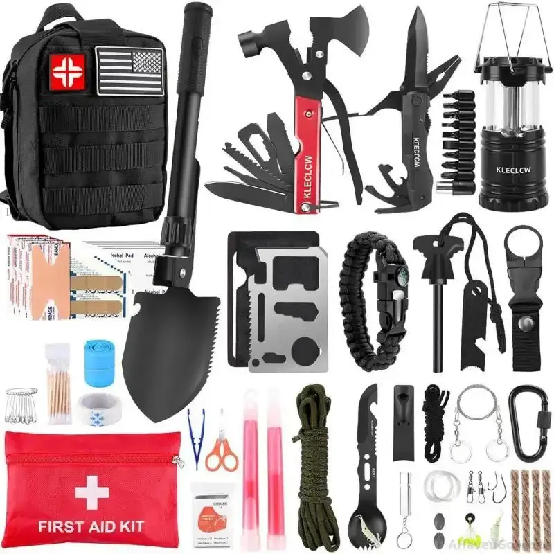 160-Piece Tactical Survival Kit Gear, Emergency First Aid Supplies with Molle Bag for Men and Women - For Outdoor Camping, Hiking, and HuntingXX14CandyClash