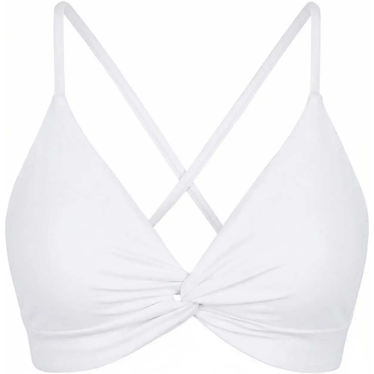 Women's Twist Front Crisscross Back V-Neck Self-Tie Padded Bikini Swimwear Top (Tops Only), Knotted Front Swimsuits, Padded Fit, Self-Tie Fabric, Top Only
