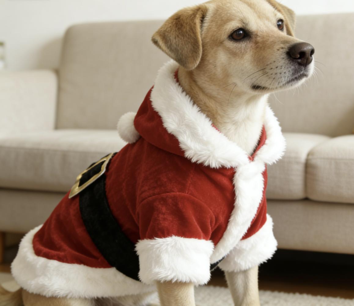 Dog Cat Christmas Outfit/Christmas Pet Clothes Christmas themed pet Santa Claus costume for cats and dogs. Cute and warm role play design, festive atmosphere. Comfortable for daily wear or holiday parties. Lightweight Breathable T-Shirt accessories