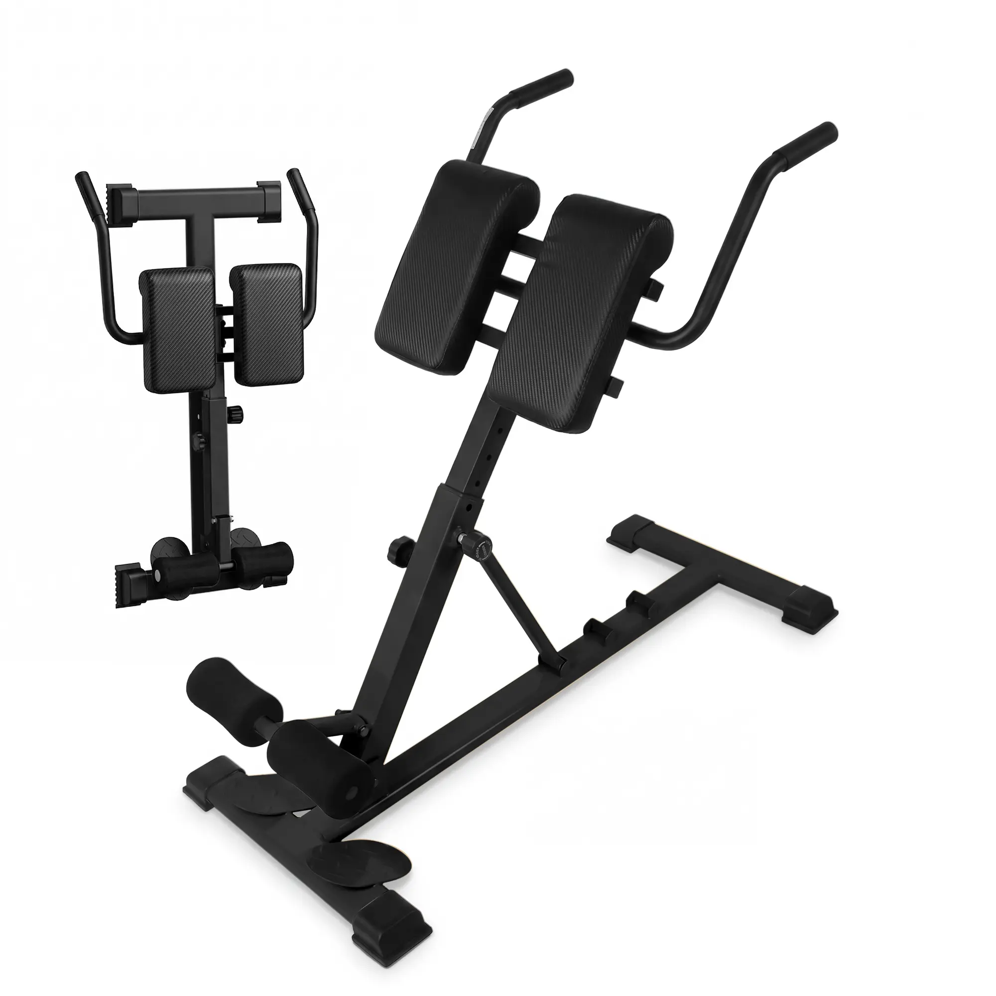 Heavy-Duty Roman Chair Hyperextension Bench - Carbon Steel Back Extension Trainer for Lower Back, Core & Glutes - Home Gym Workout Equipment - Black