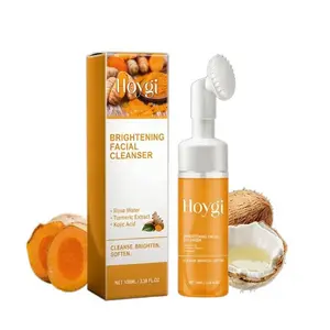 Hoygi Brightening Facial Cleanser Korean Glow Skincare Collagen Turmeric Foaming Cleanser Oil Control Deep Cleansing Softening Skin Smoothing Natural Formula