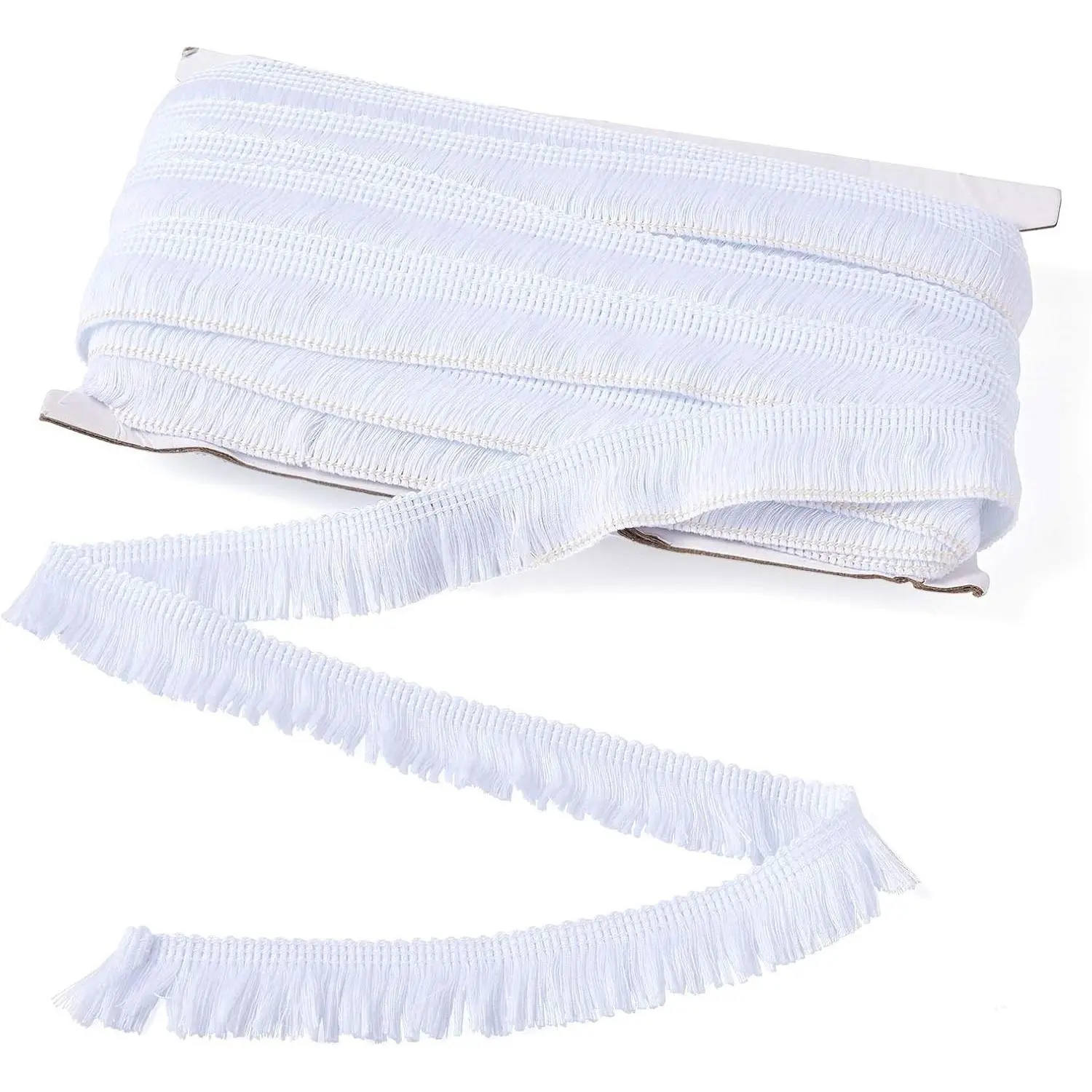 MegaPet White Polyester Chainette Fringe Trim - 1 in x 82 ft Lace Trim with Small Tassel Fringe for Sewing, Quilting, DIY Crafts, Home Decoration