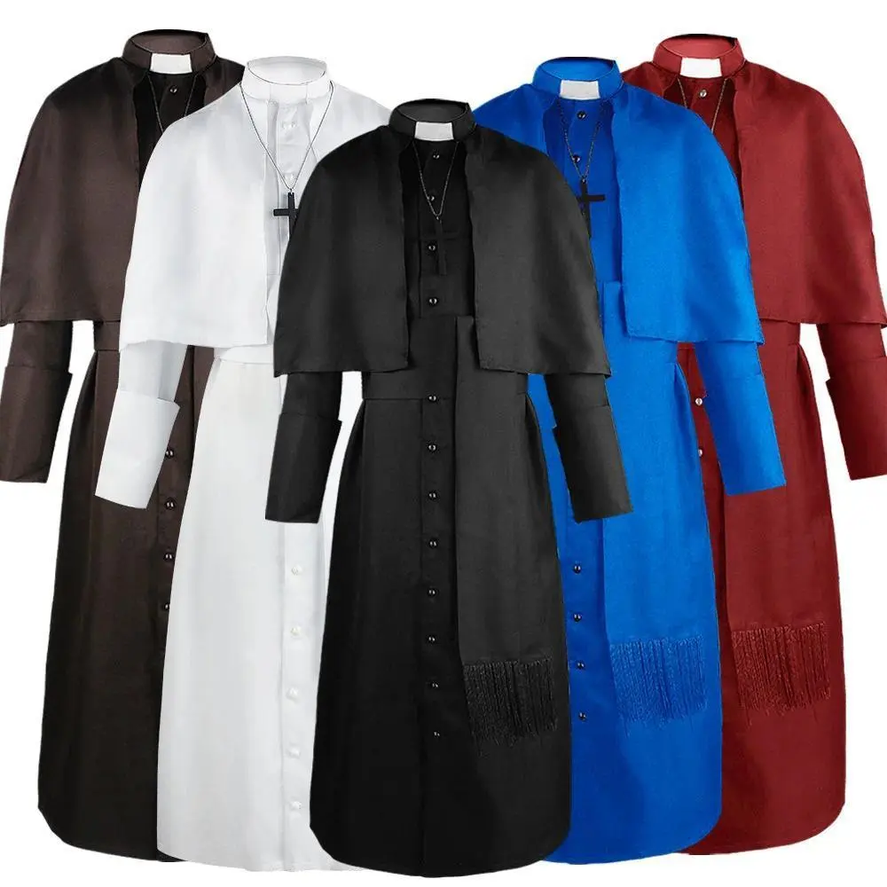 Medieval solid colour godfather priest cos costume Halloween priest cosplay cosplay costume