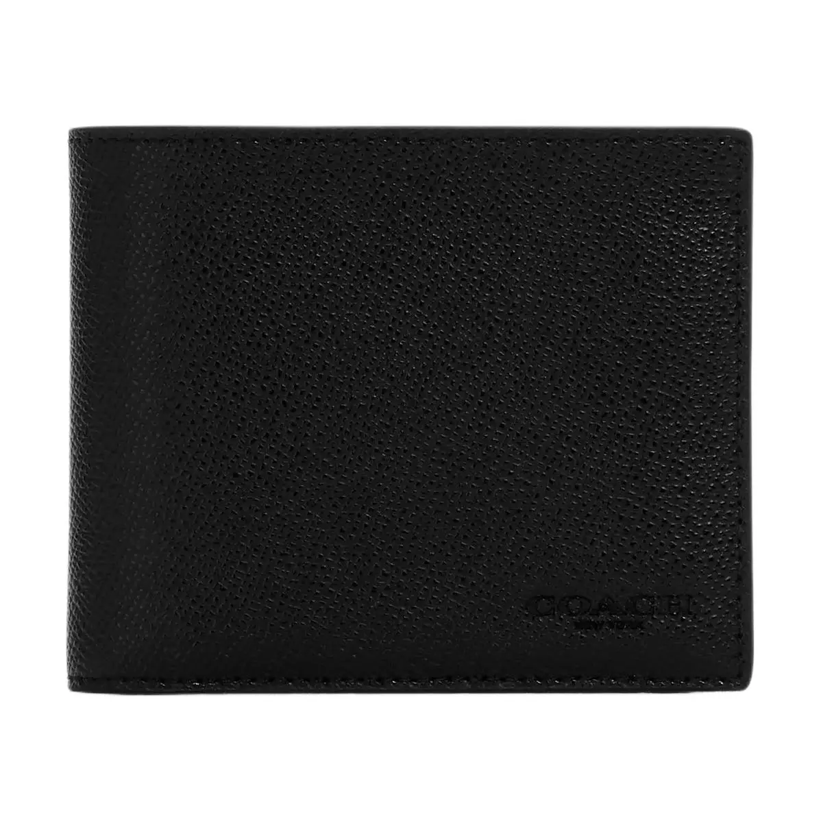 COACH 3-in-1 Bifold Wallet for Men – Crossgrain Leather, Signature Print, Black