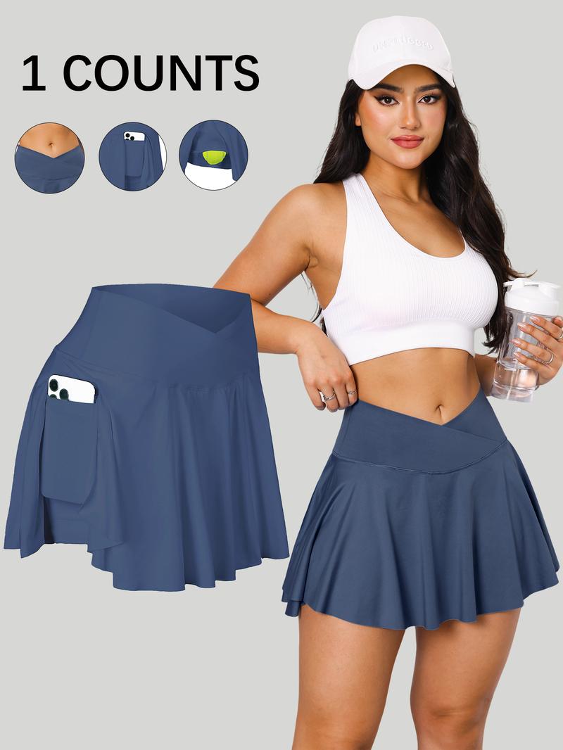 Women's Solid Color Pleated Skirt, Casual Sporty Mini Skirt for Tennis Golf Workout, Ladies Bottoms for All Seasons Tennis Attire