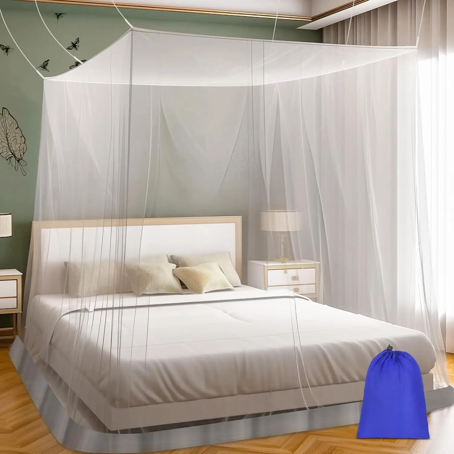 Net for Bed, Mosquiteros Cameros para Cuba, White Bed Net |   Nets for Queen Beds for Bedroom Camping Travel, for Cuba with Bag (L79 X W75 X H77)