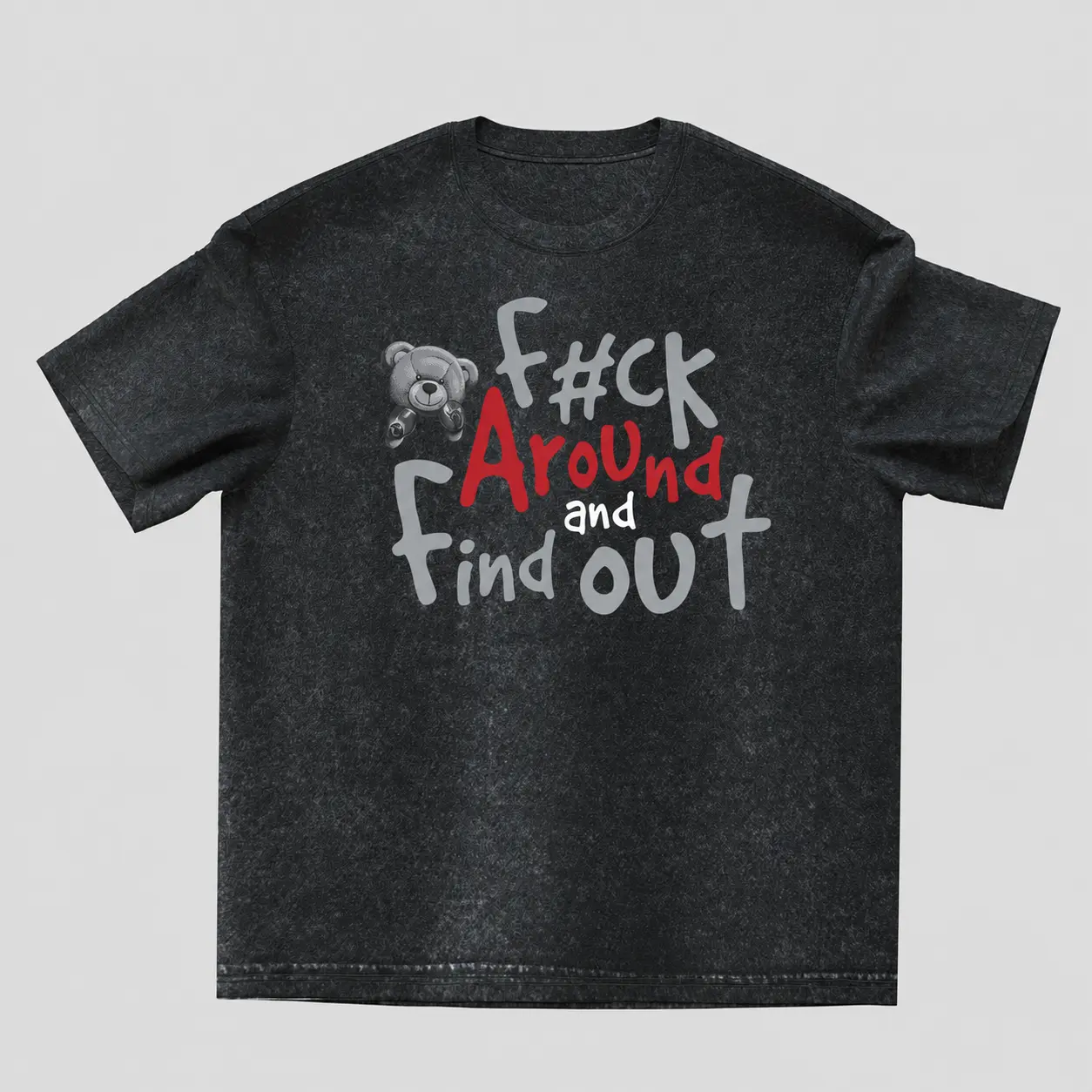 100% Cotton Men'S Casual 100% Cotton T-Shirt With Boxer Bear Graphic - "FK AROUND AND FIND OUT" Print, Black, Short Sleeve, Round Neck, Machine Washable, All-Season Comfort Golf Gift T-Shirt For Men And Women