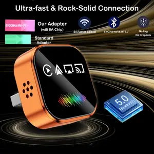 2026 Upgraded Wireless Carplay Adapter, 4-in-1 Wireless CarPlay Adapter for Android & iPhone  CarPlay + Screen Mirroring, AirPlay Mirror & Android Mirror, Mini USB with Type-C Plug & Play