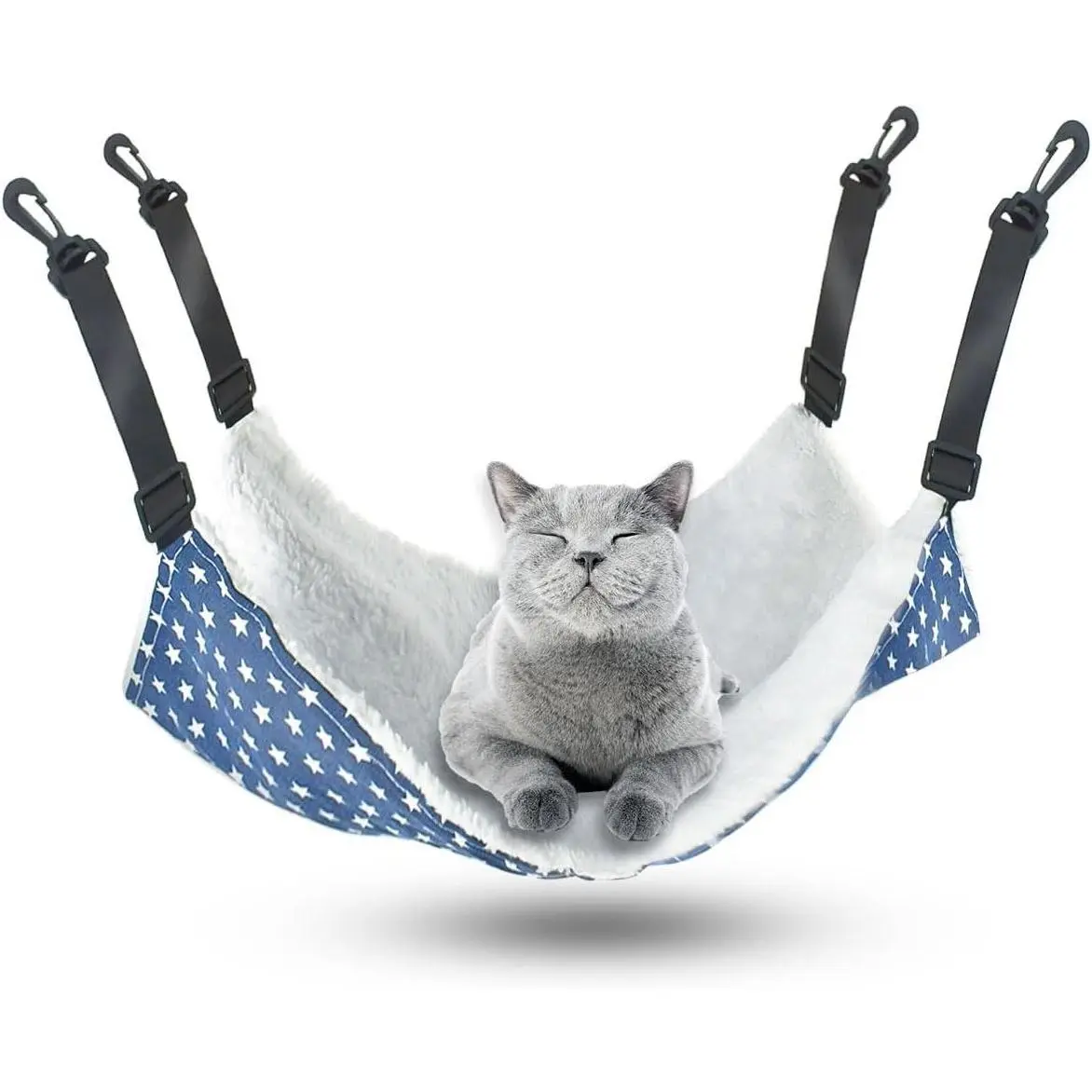 Reversible Pet Cage Hammock - Soft Hanging Bed for Ferrets, Kittens, Puppies, Cats, Small Dogs, Rabbits & Small Animals with Adjustable Straps and Plastic HooksGift