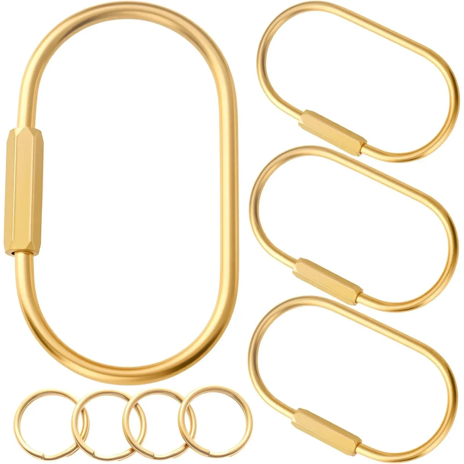 Carabiner  Clip with Lock,  Key Chain Rings, Purse Bag Charms | Durable Carabiner for , Brass Screw Lock Key Holder, Anti-Lost Oval Keyring Clip, Large Capacity Key Holder for Handbag