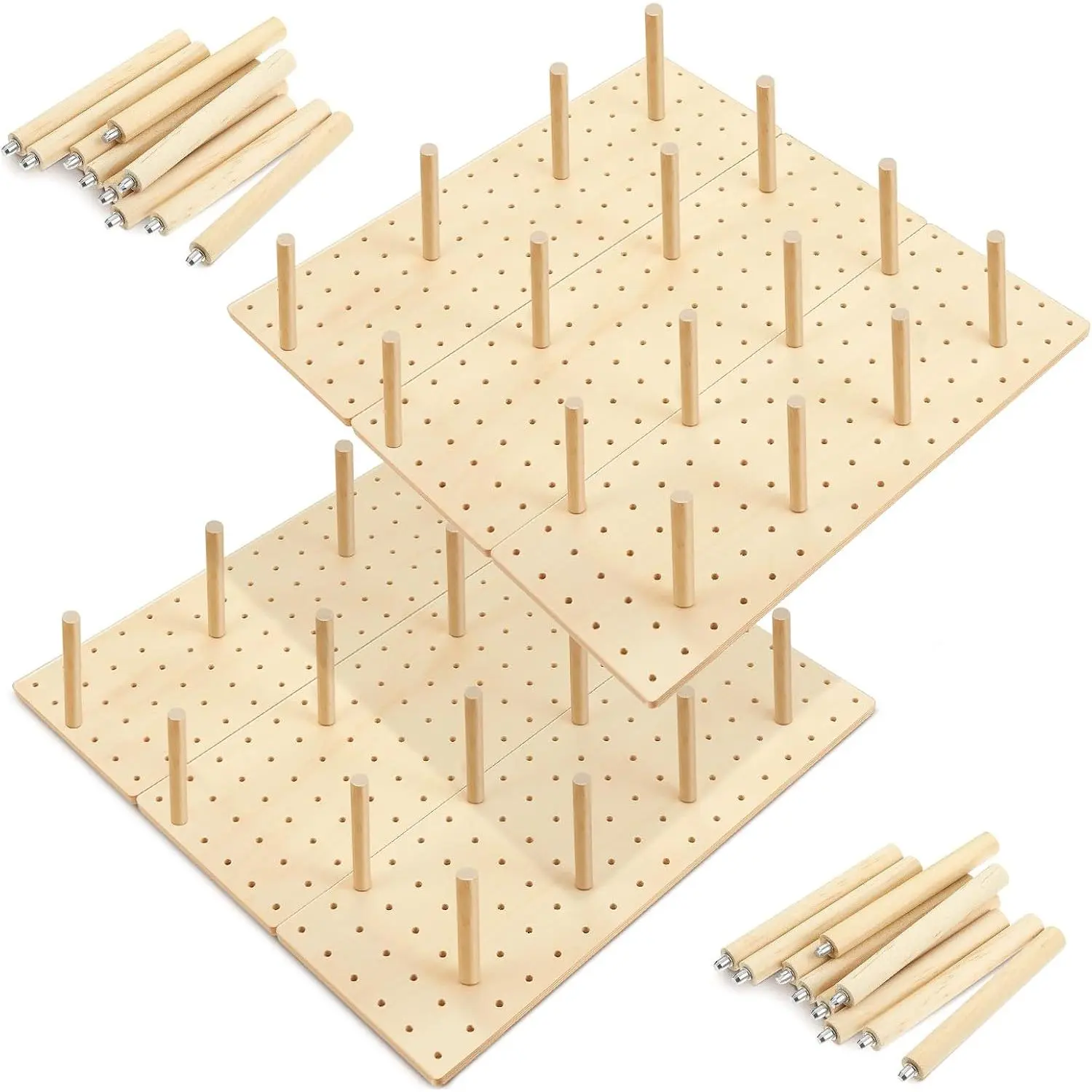 6 count  Pegboard Drawer Organizer, Color,17x5.91,Pine | with 48 Pegs, Wooden Peg Board Drawer Organizer, Kitchen Dishes Plate Pot Container Cookware Utensil