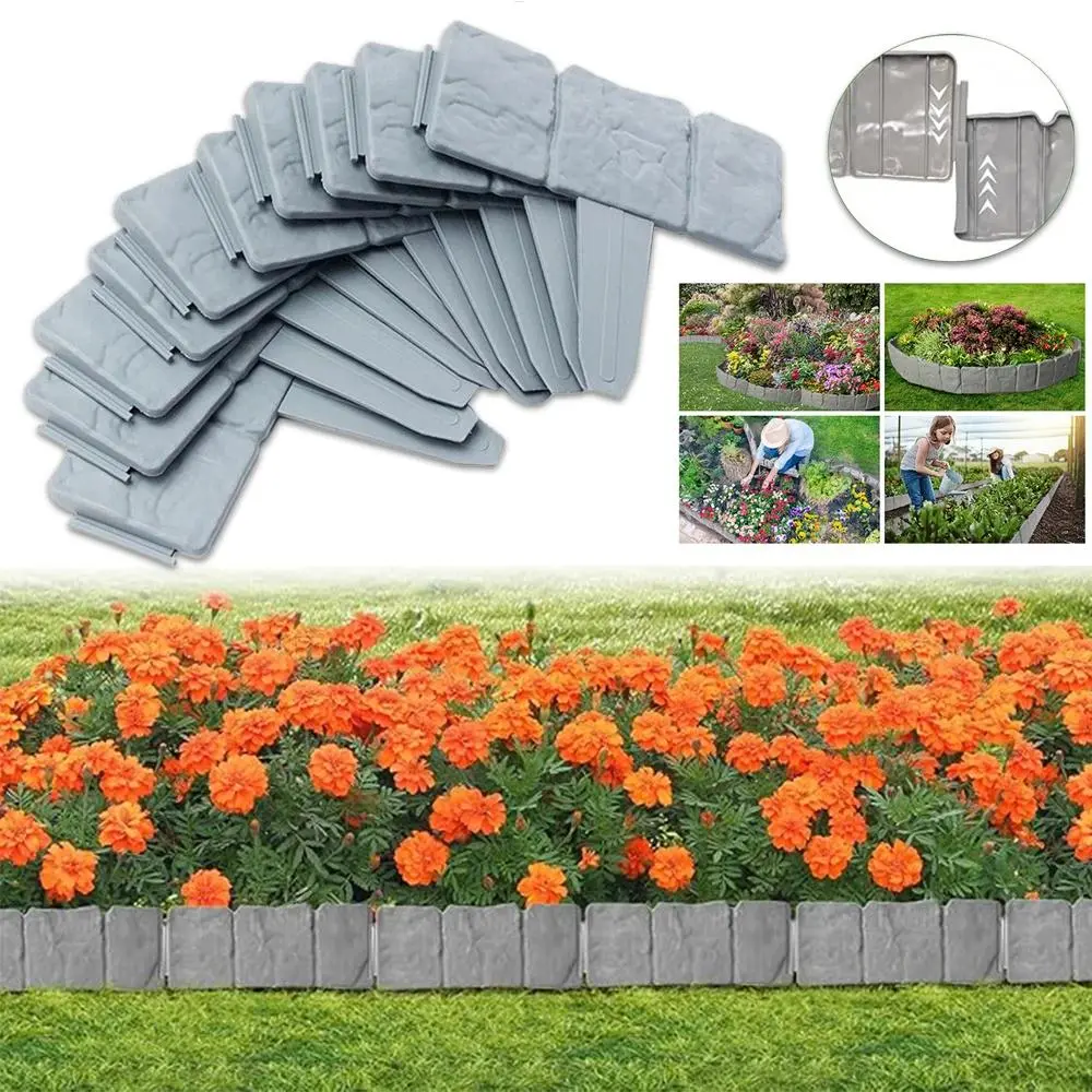10/20Pcs Garden Landscape Edging Borders No Dig, Lawn Edging for Landscaping,Plastic Fencing Lawn Border,Imitation Stone Fence, Faux Stone