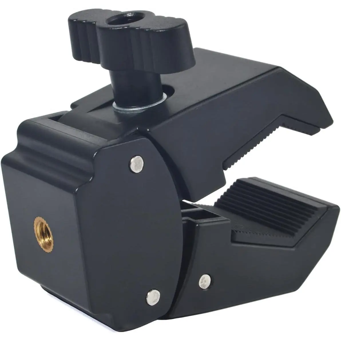 1/4"-20 Clamp Mount Base, Fit Handlebar Rail 0.39'' to 1.73'' in Diameter for Camera Mount Clamp, Crab-Shaped with 1/4"-20 Threaded Holes for Monitors, LED Lights, Photographic Accessories