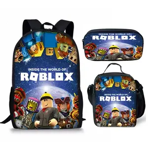 2026 New Roblox Three-Piece Set Pencil Case Cartoon Anime Portable Lunch Bag Large Capacity Wear-Resistant Breathable Backpack