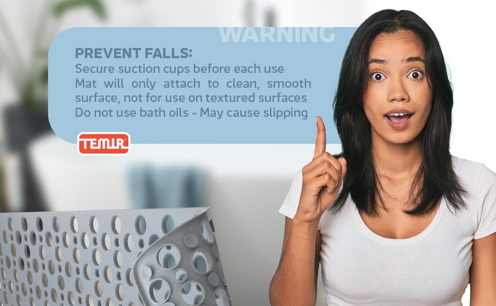 Non Slip Bathtub Mat for Shower - Anti Skid Safety Mat with Strong Suction Cups, Quick Drain Holes, Machine Washable, Soft Bathroom Mat for Elderly & Kids, 30x17 in (75x43 cm) Gray