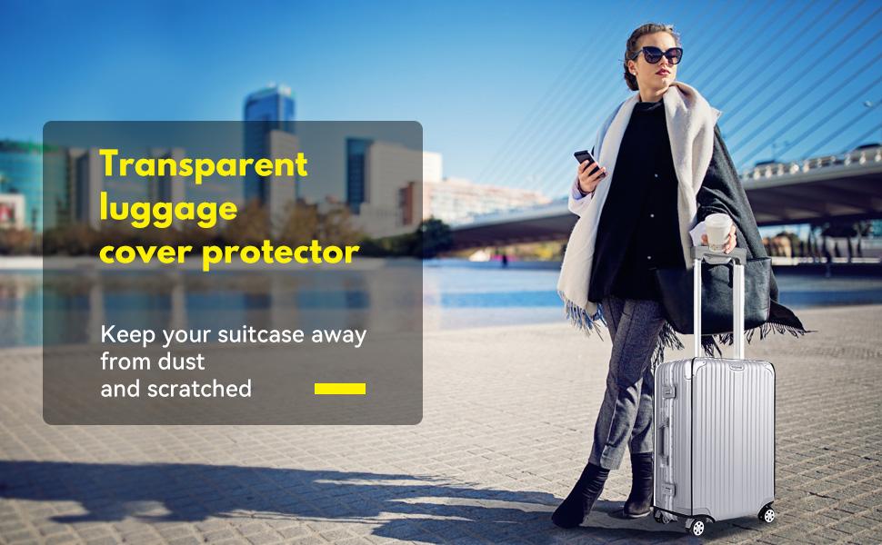 Clear PVC Suitcase Cover Protectors 20/24/26/28/30 Inch Suitcase Covers for Luggage - Waterproof Dustproof and Anti-Scratch 20-30 Inch Luggage Cover (20inch)