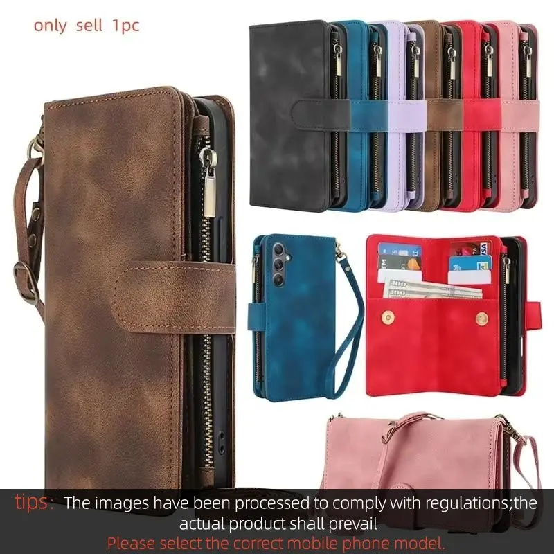 Zipper Wallet Case For Samsung Galaxy S26 S25 Ultra S24 FE S23 Plus Leather Phone Cover Cellphone Wallet