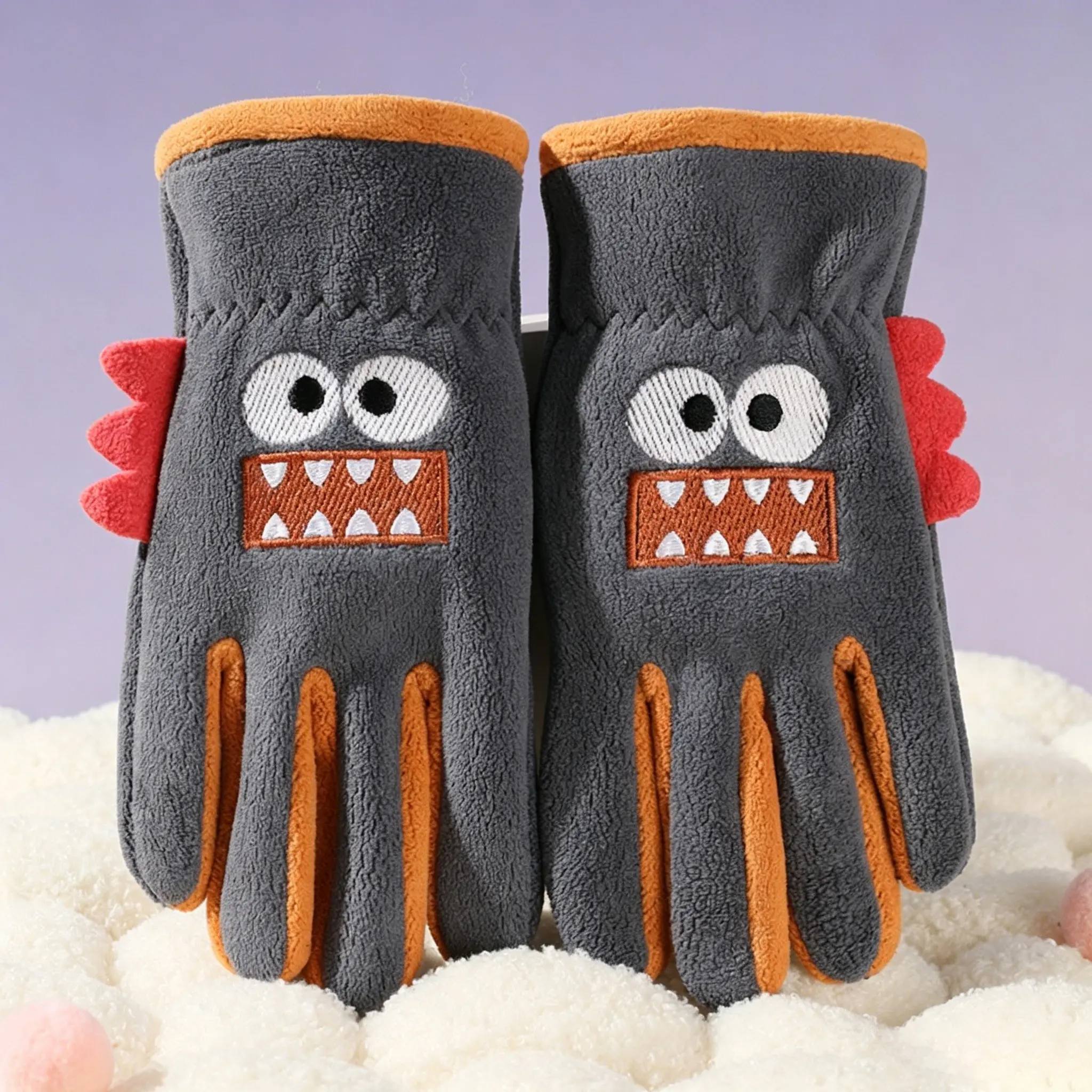 Kids Winter Gloves, Soft Fleece Lined, Full Finger Warm Thermal Gloves, Cute Color Options, Boys Girls, Outdoor Snow Play, Walking