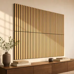ARCH Acoustic Panels 8 Pack Oak Wood Slat Wall Panels 23.6x23.6in 3D Groove Sound Absorbing Panels for Walls Ceilings MDF Polyester Noise Reduction for Home Theater Office Bedroom Gym Bathroom, Oak Color Options, MDF/Polyester Material