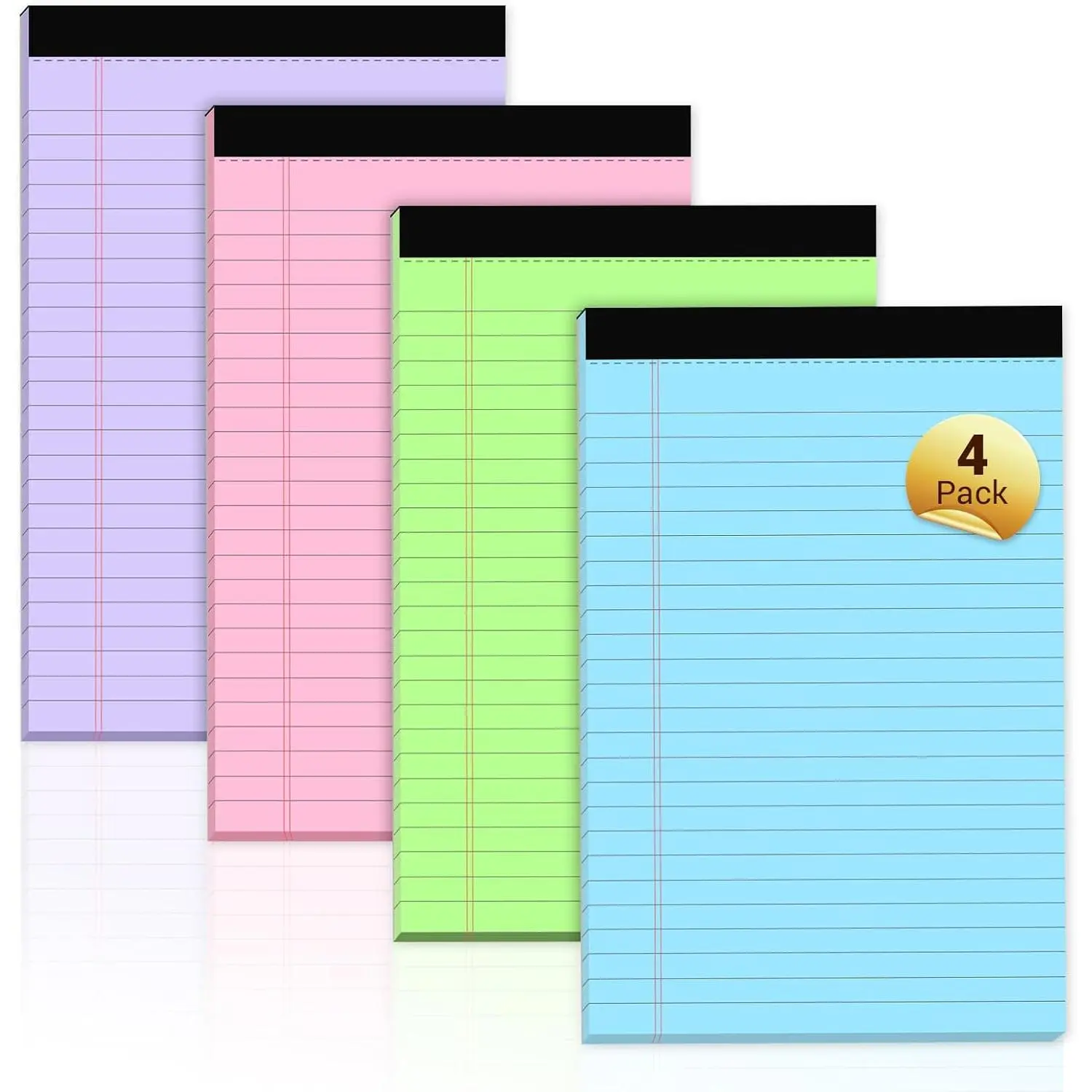 Legal Pads 5x8 Colored Note Pads, 4 Pack College Ruled Small Notepads 5x8 | Lined Paper, Colored Notebook Paper Writing Pads 30 Sheets per Colored Paper Legal Pads 5x8 for  Office School Supplies