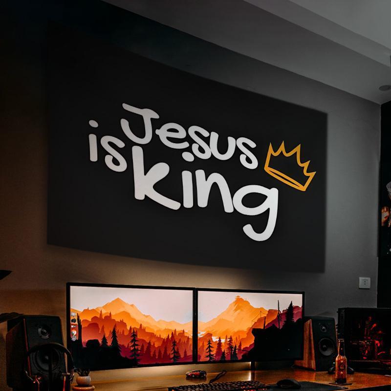 Decorative Scripture Tapestry - 40x30 in Christian Verse Wall Decor, Jesus Is King Message Crown Motif Wall Hanging, Indoor Home Supplies for Bedroom