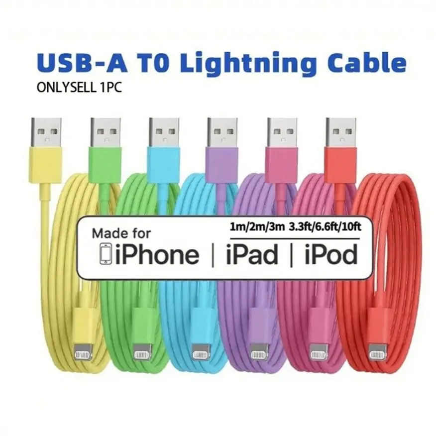 iPhone Charging Cable, 1m/2m USB-C to Lightning, Fast Charge & Data Sync, 6 Colors, Compatible with Apple Devices, Quick Charger Cord