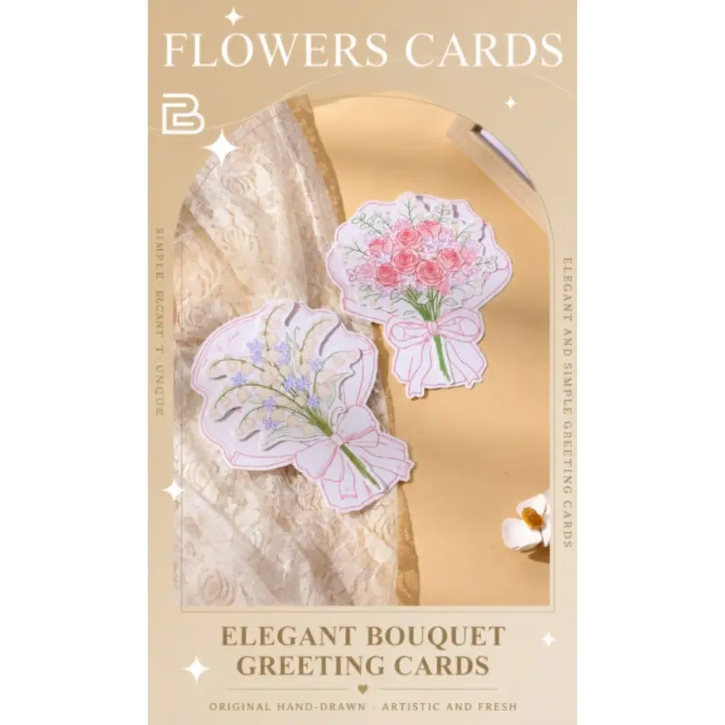 6Pcs/Set Ins Style Hand Drawn Tulip Rose Bouquet Greeting Cards, Creative Gift Cards For Holiday Gifting
