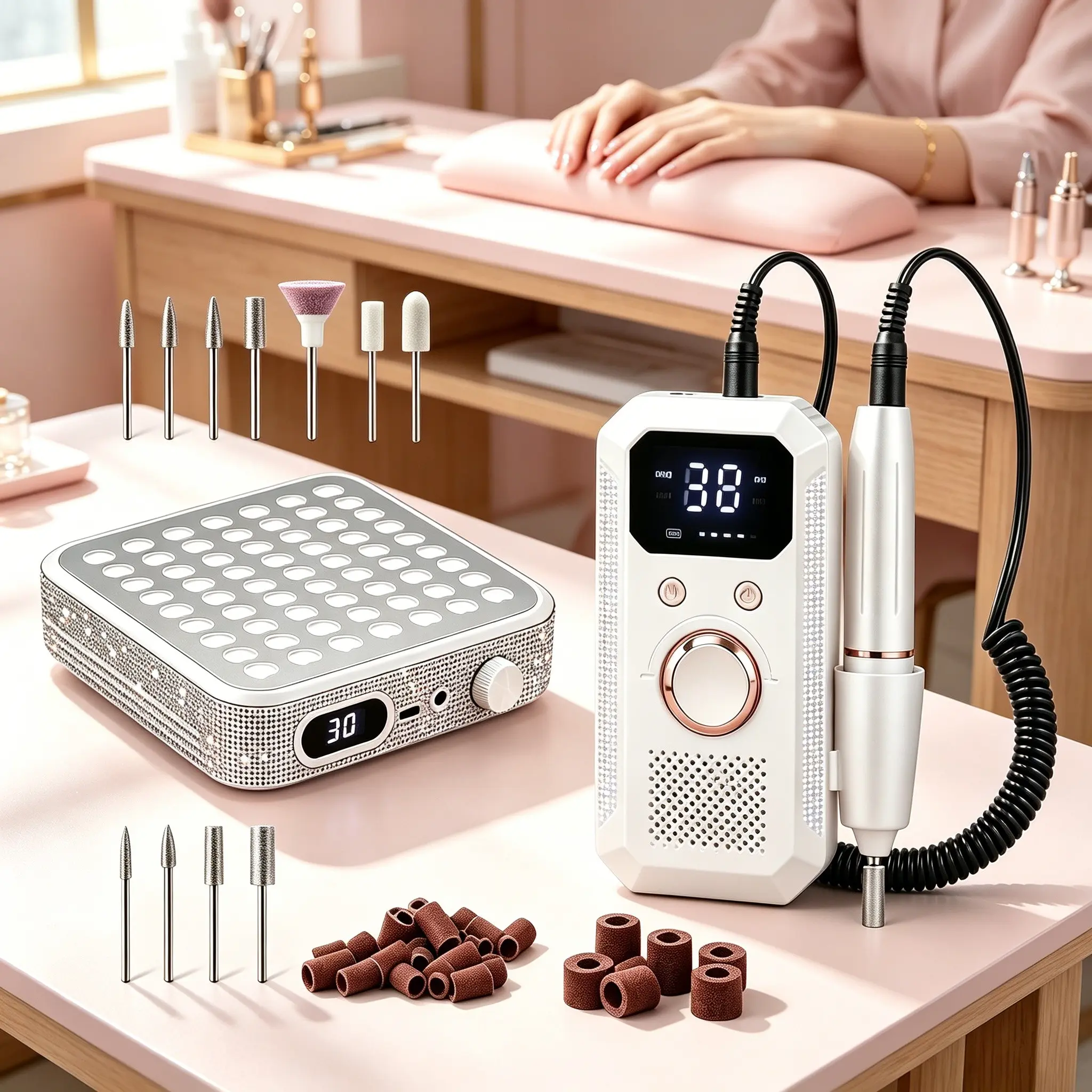 Water Drill Nail Dust Collector and Portable Manicure Driller Set, Complete Manicure Salon Equipment for Professionals and Enthusiasts