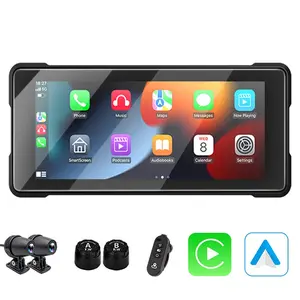 VENBES 6.86-Inch Motorcycle Navigation Display, Wireless Carplay Android Auto, Waterproof Touchscreen, Bluetooth-compatible Voice Control TPMS