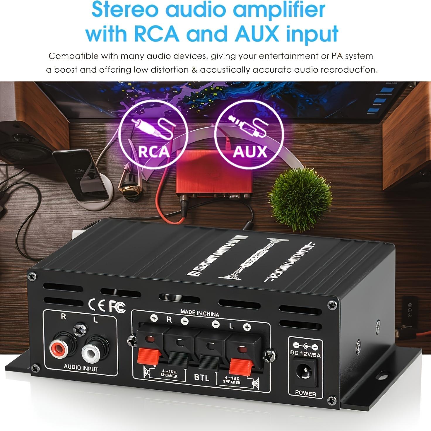 2.0-Channel Audio Amplifier Module, 200W Peak Power Stereo Amp, Low Distortion Home Theater Audio Board, Heavy-Duty Aluminum Car Stereo Receiver, 12V DC Compact Amp for Bookshelf Speakers