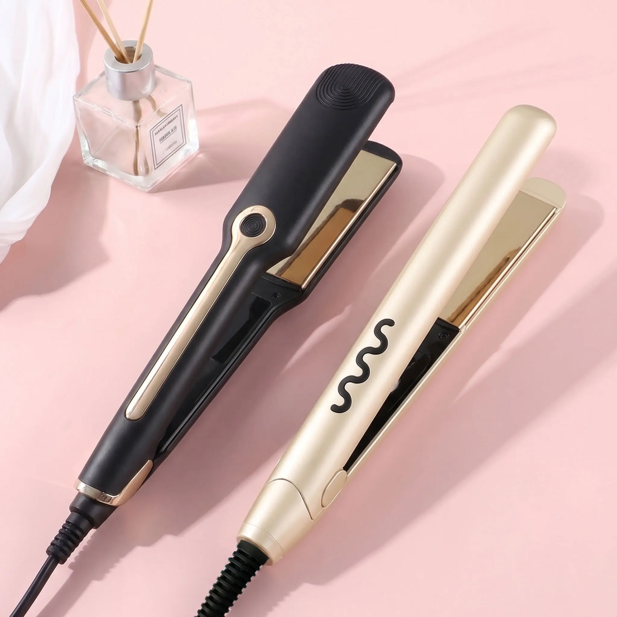 Dual-Function Hair Styling Iron - Stylish Modern Curler & Straightener, Quick Heat, 55 W, US Plug, All-Season Use, Travel-Friendly, Ideal Gift for Healthier Hair