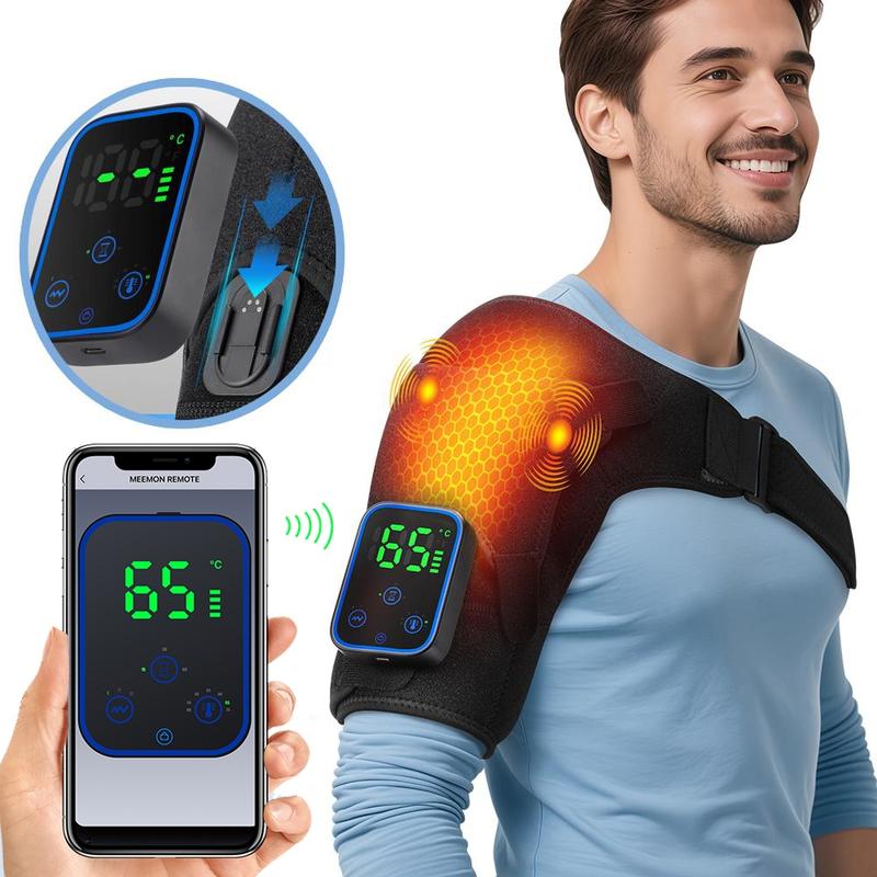 Heated Shoulder Massager, Phone-control 7 Heat Settings, 3 Vibration Intensity Modes, 3 Timer Shoulder Heating Pad For Sports Frozen-Shoulder Ideal Chrismas Gift,Heating Pad, Portable Heating Pad