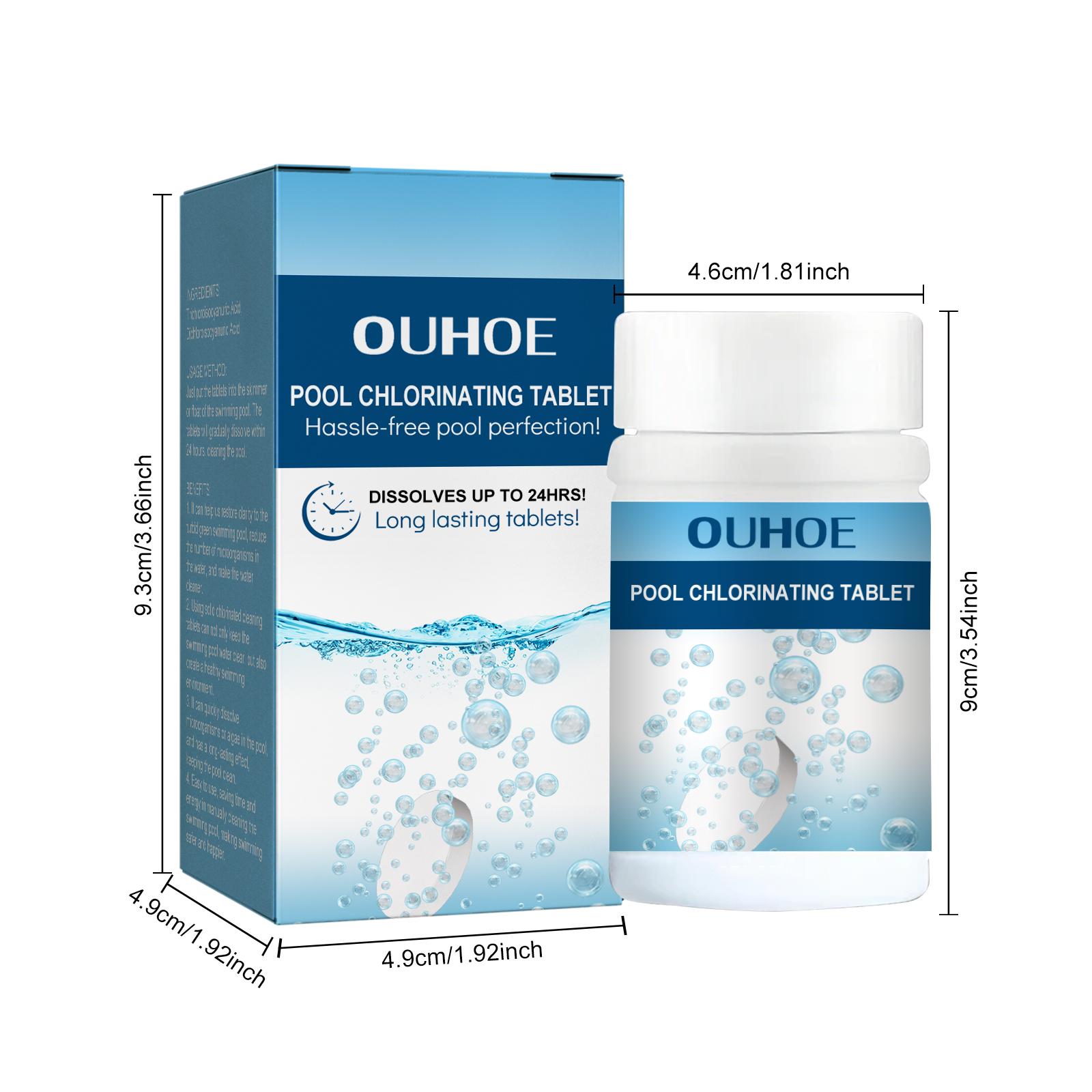 Pool Chlorine Tablets, Quick-Dissolving Multi-Function Effervescent Tablets for Water Quality Cleaning and Odor Removal