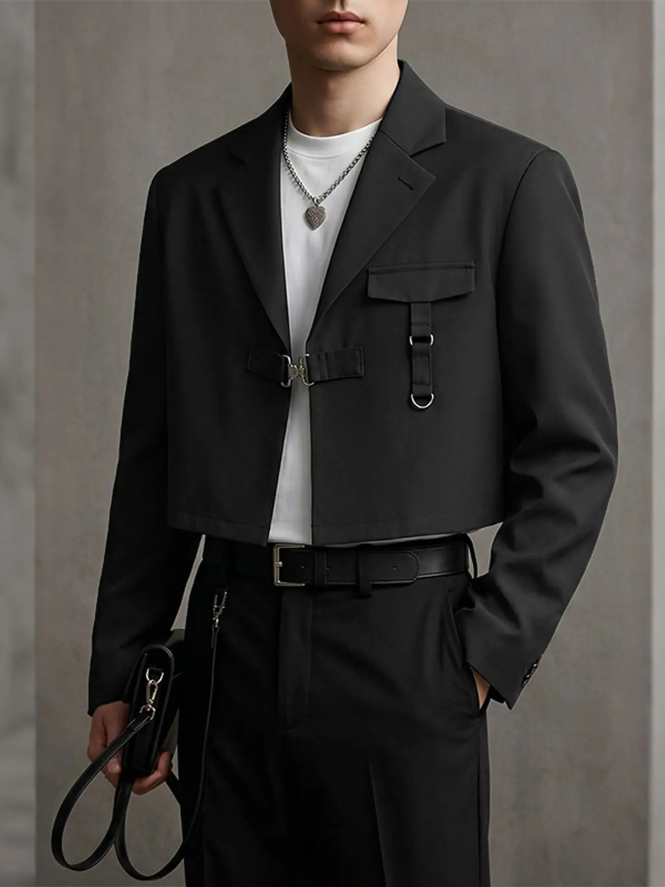 INCERUN Men's Casual Fashion Suit, Metal Button Short Jacket, Perfect for Daily Wear, Stylish and Comfortable, Ideal for Everyday