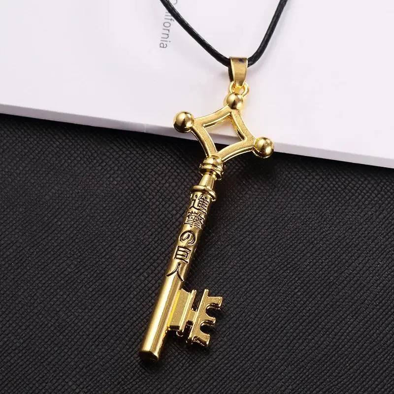 Vintage Retro Attack On Titan Eren Key Pendant Necklace - 50cm Antiqued Metal Chain Jewelry Necklaces, Unisex Shingeki No Kyojin Cosplay Gift for Teens, Anime Costume Accessory