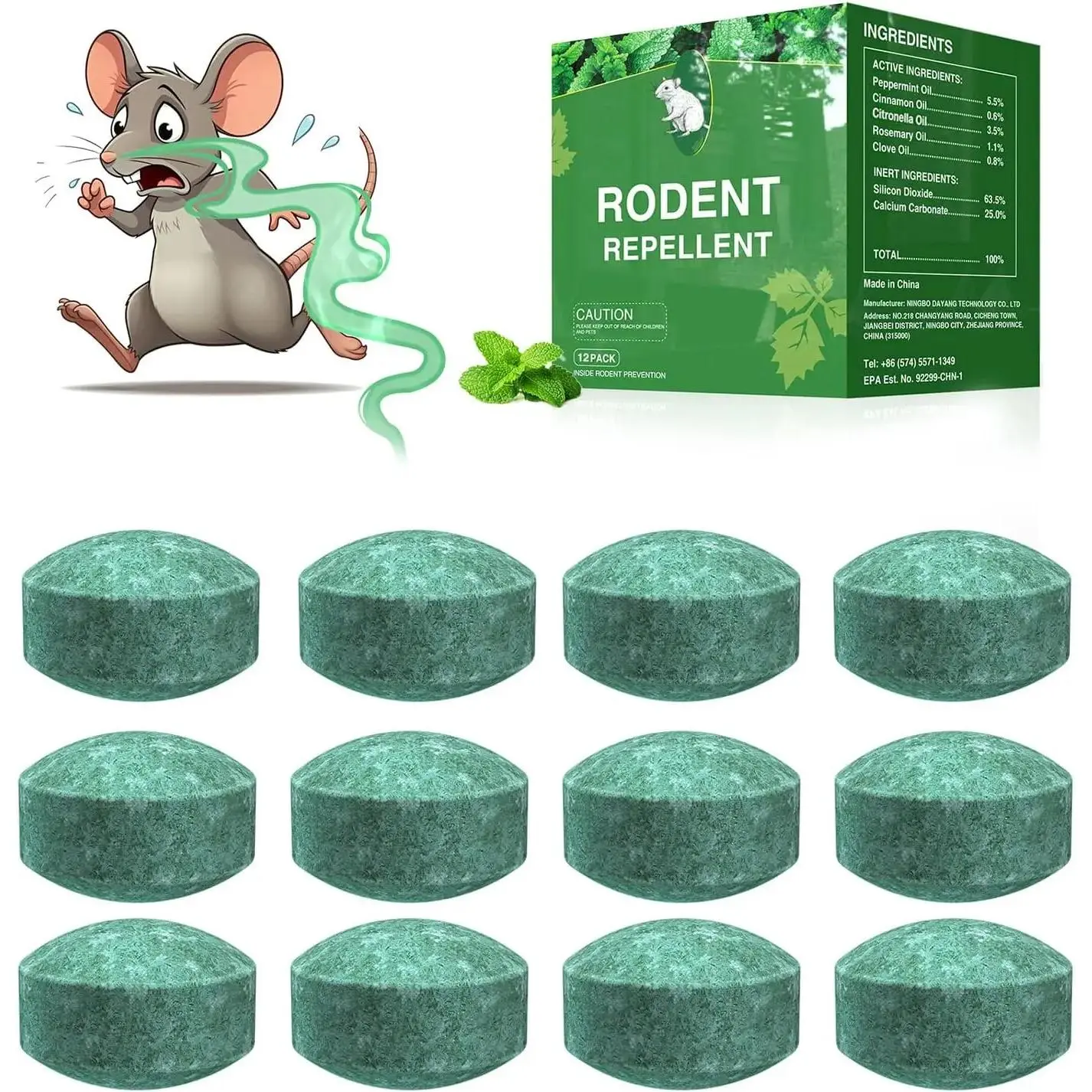 12-Pack Strong Peppermint Oil Repellent Balls - Household Natural Pest Control, Safe, Eco-Friendly, Long-Lasting Scent, Deters Mice, Ants, Rodents, Outdoor-Use Home Supply Essential