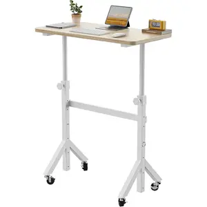 Small Standing Desk Adjustable Height, 6 Height Settings Up to 46.5?, Walking Pad Desk with Triangular  Design, Smooth Mobility with Lockable Wheels, Standing Desk for Walking Pad