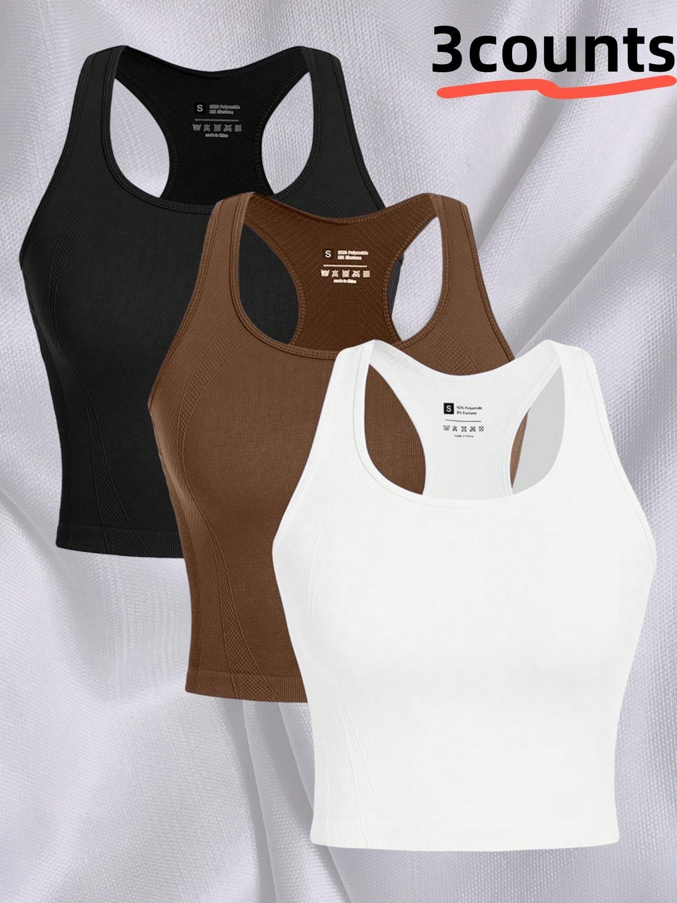 3-piece Women's Outdoor Sports Tank Tops, Sleeveless Sports Wear for Running, Yoga and Fitness