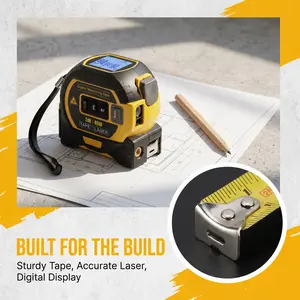 Laser tape measure three in one multifunctional digital rangefinder infrared high-precision 40 meters/60 meters optional automatic locking LCD display screen volume area measurement Pythagorean theorem height measurement can be added or subtracted cumulat