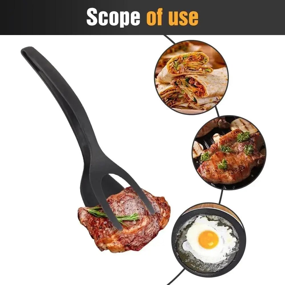 Egg Flipper Spatula 2 in 1 Grip and Flip Spatula Tongs Silicone Egg Flipper Tool Fish French Toast Tongs Non-Stick Cooking Cooking Utensils