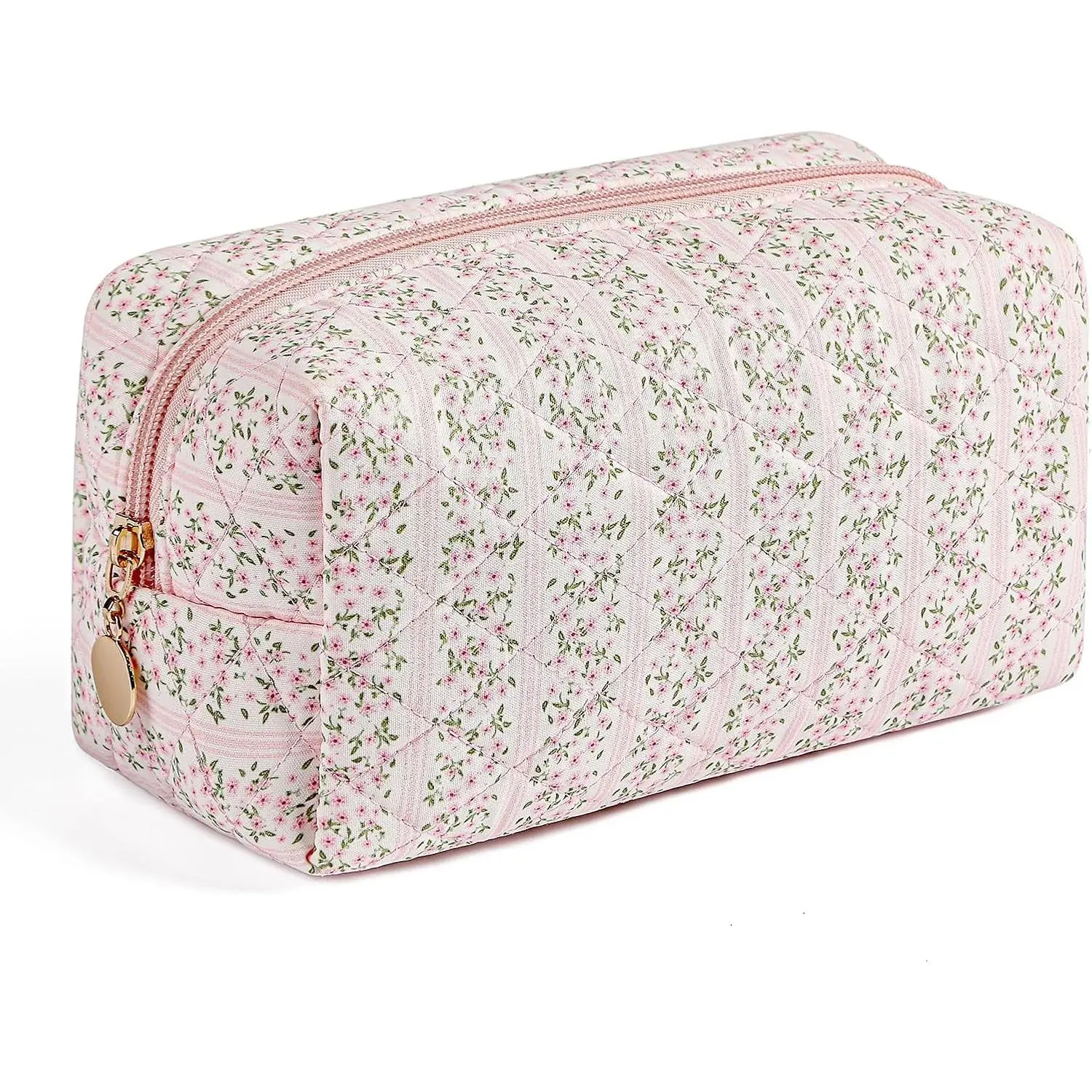 Women's and Girls' Makeup Bag, Travel Makeup Bag, Zipper Makeup Pouch, Floral Pattern Toiletry Organizer, Portable Makeup Travel Cloth Bag